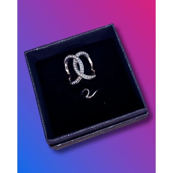 1/4 CT CZ Silver Crossover Open-Space Ring Size 7.5 with Bonus Free Silver Wave - Picture 9 of 13